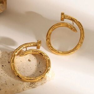 Gold Snake Hoop Earrings